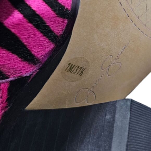 JESSICA SIMPSON "Zayrie" Genuine Calf Hair Pink Black Boots -‎ Size 7 - Picture 7 of 8